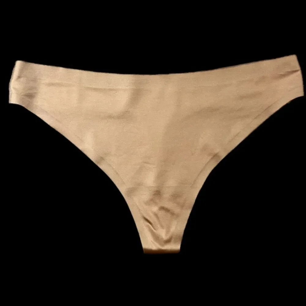 Victorias Secret Discontinued No-Show Sexy satin Thong Thick Panty tan Large
